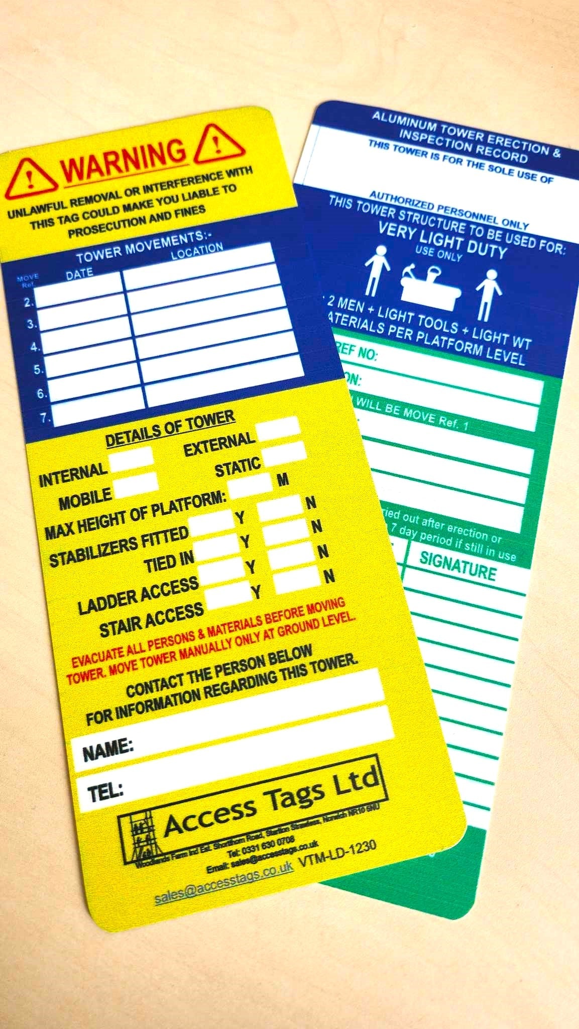 Light Duty Tag Insert